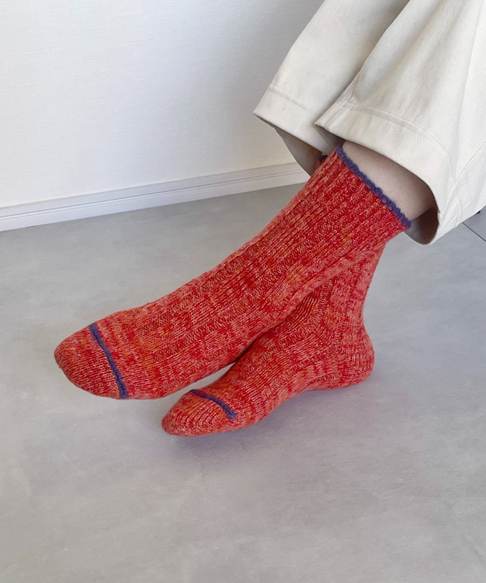 TM52W-215【 色あざやかなウールと麻の靴下 】
