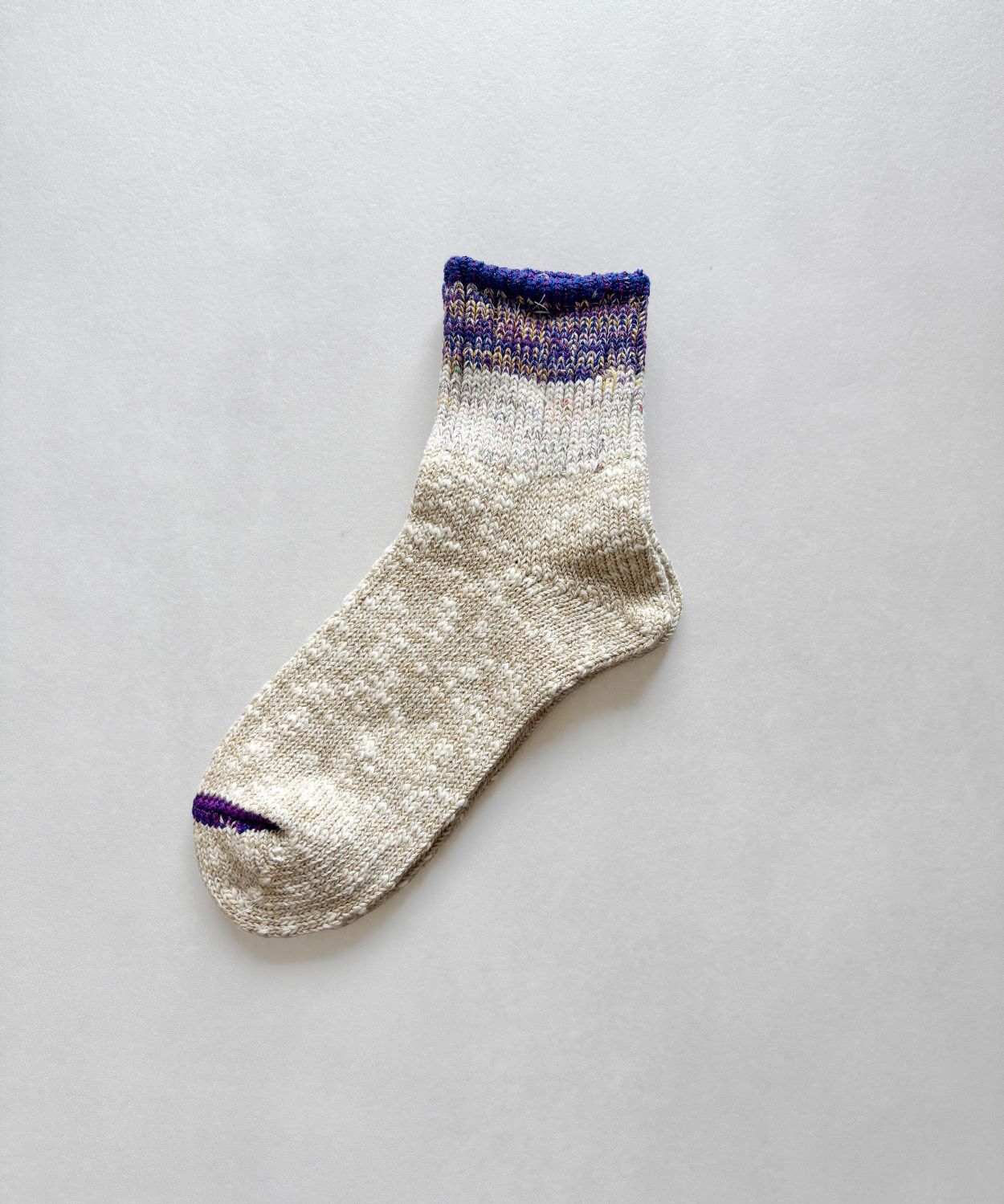 TM62S-227【3段の切り替えの麻の靴下 】