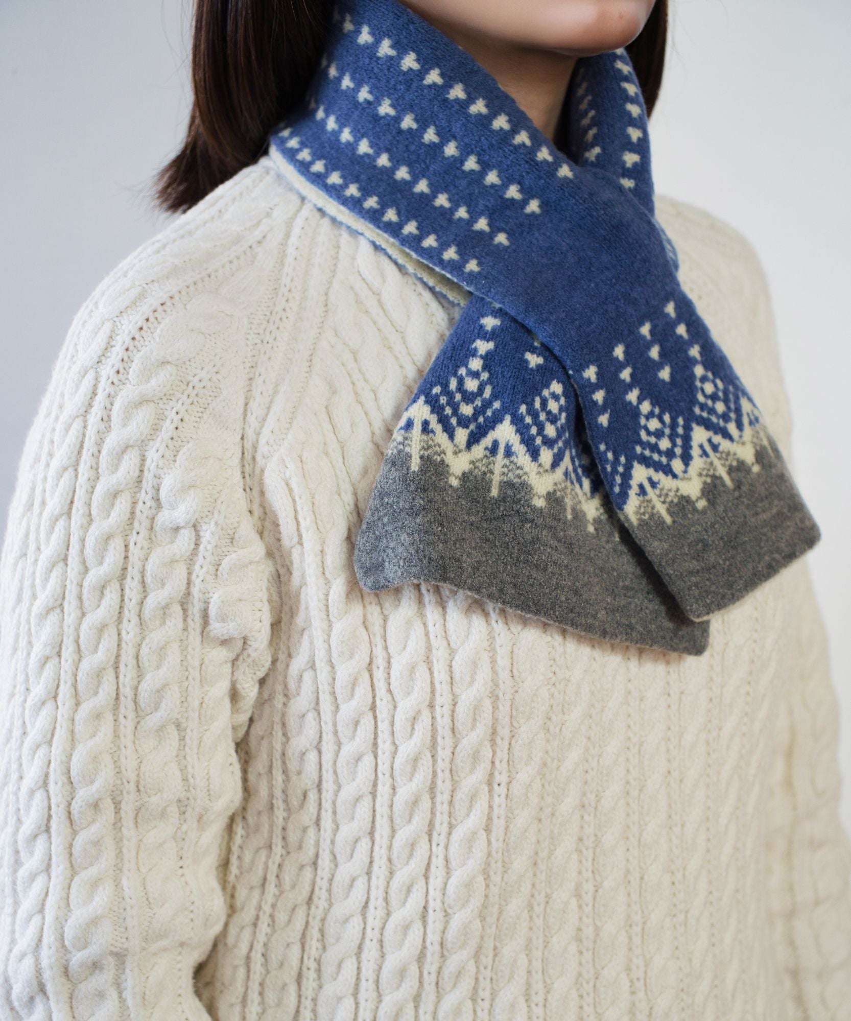 香川で編んだ洗えるショートマフラー nordic