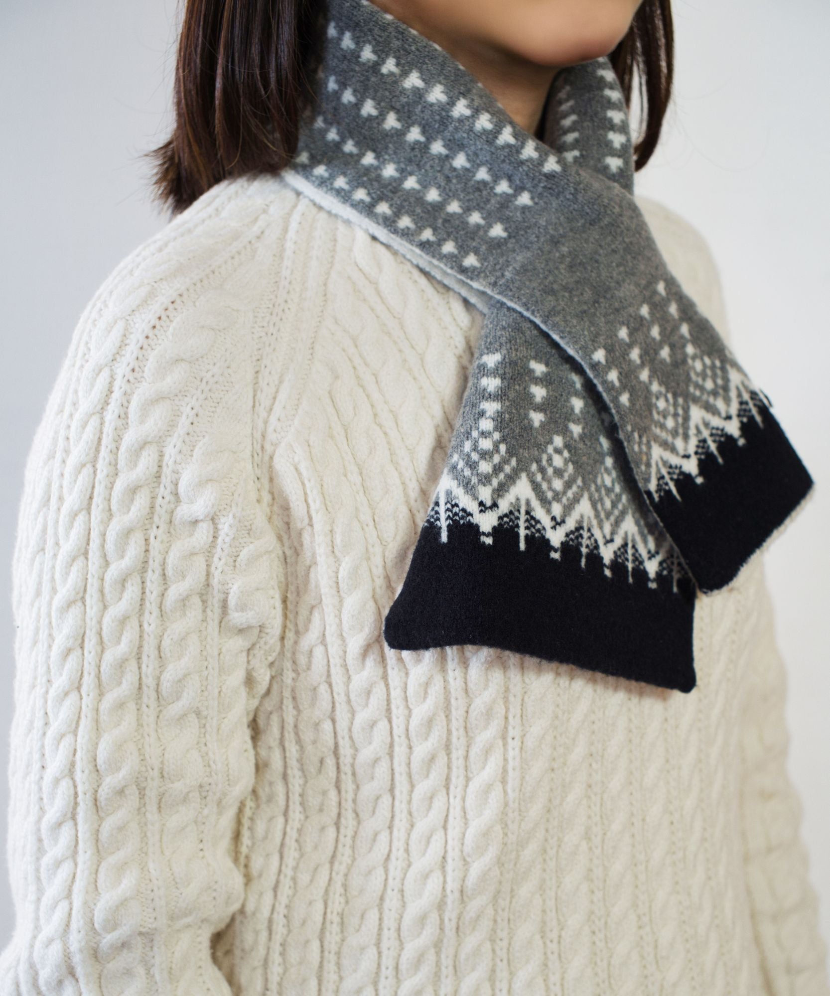 香川で編んだ洗えるショートマフラー nordic