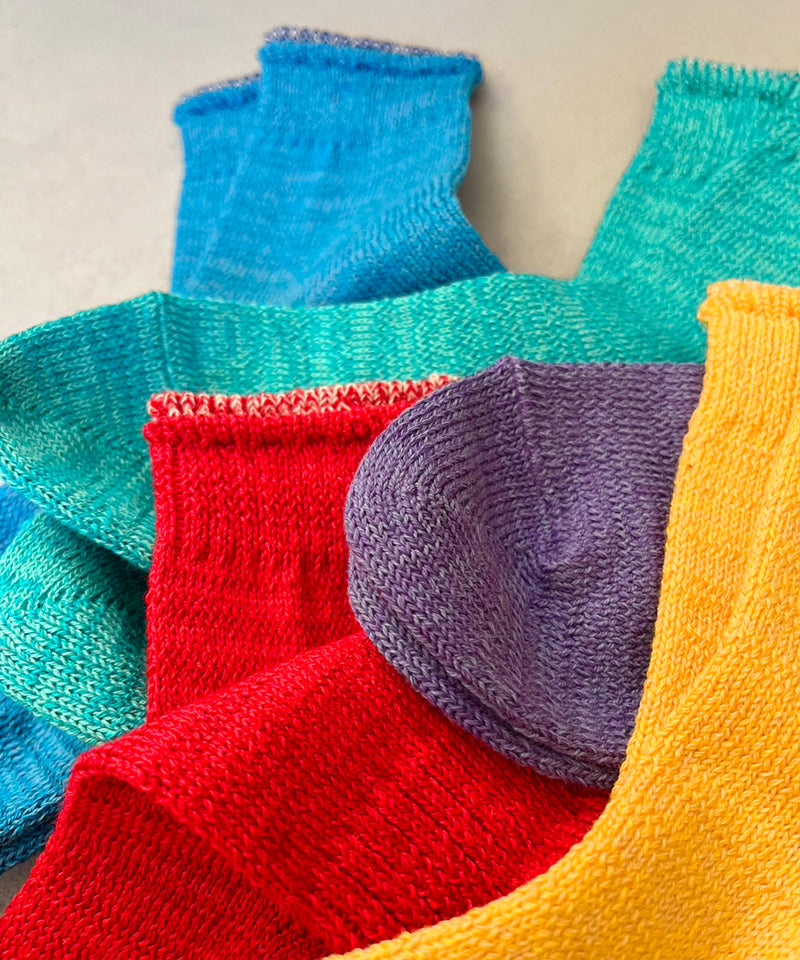 TM52S-207【 Organic cotton  pop of color Hemp socks 】