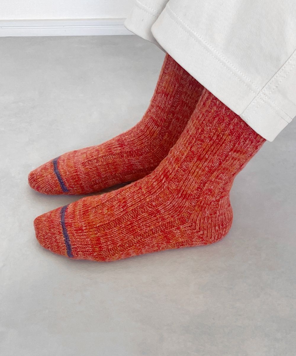 TM52W-215【 色あざやかなウールと麻の靴下 】