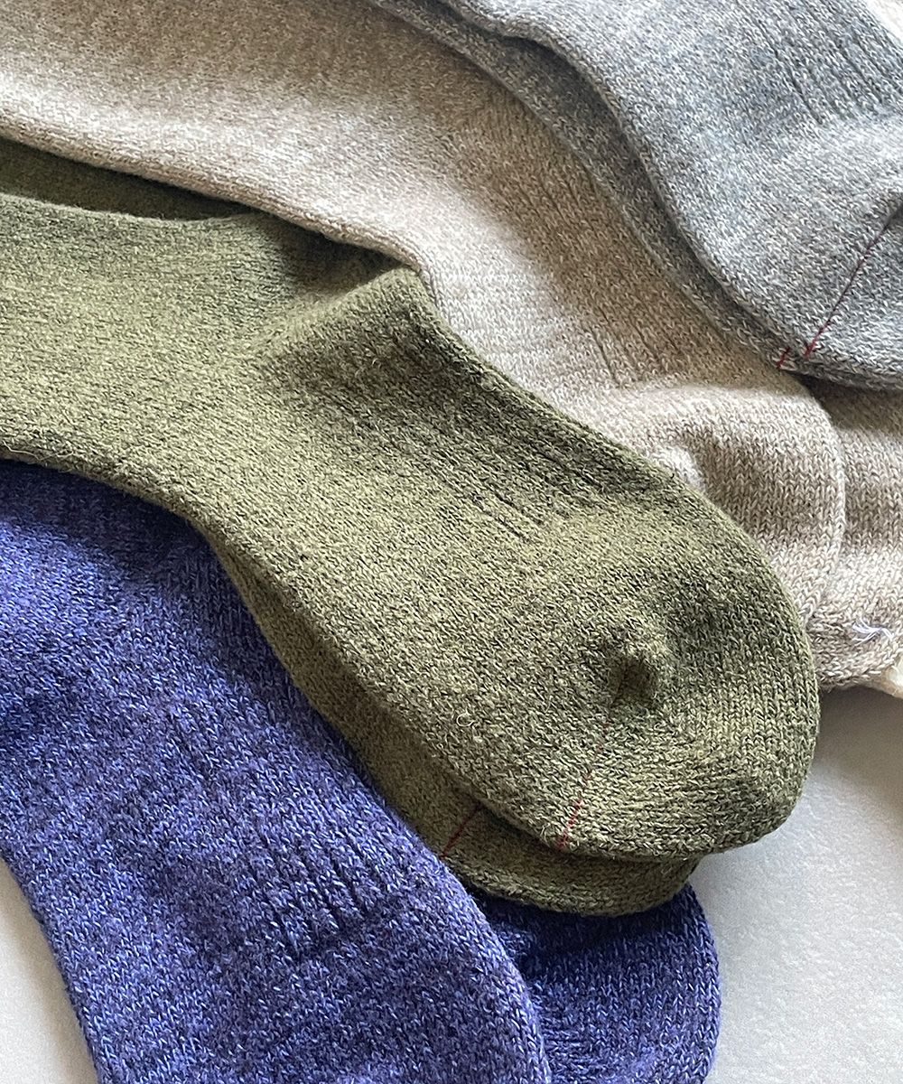 TM52W-216【シンプルであたたかいウールと麻の靴下 】