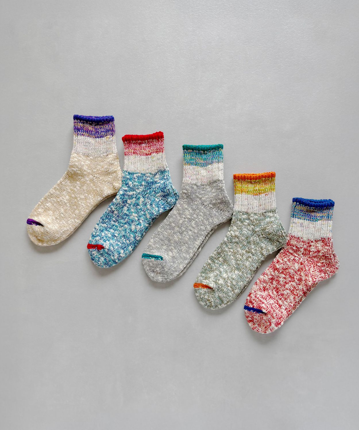 TM62S-227【3段の切り替えの麻の靴下 】