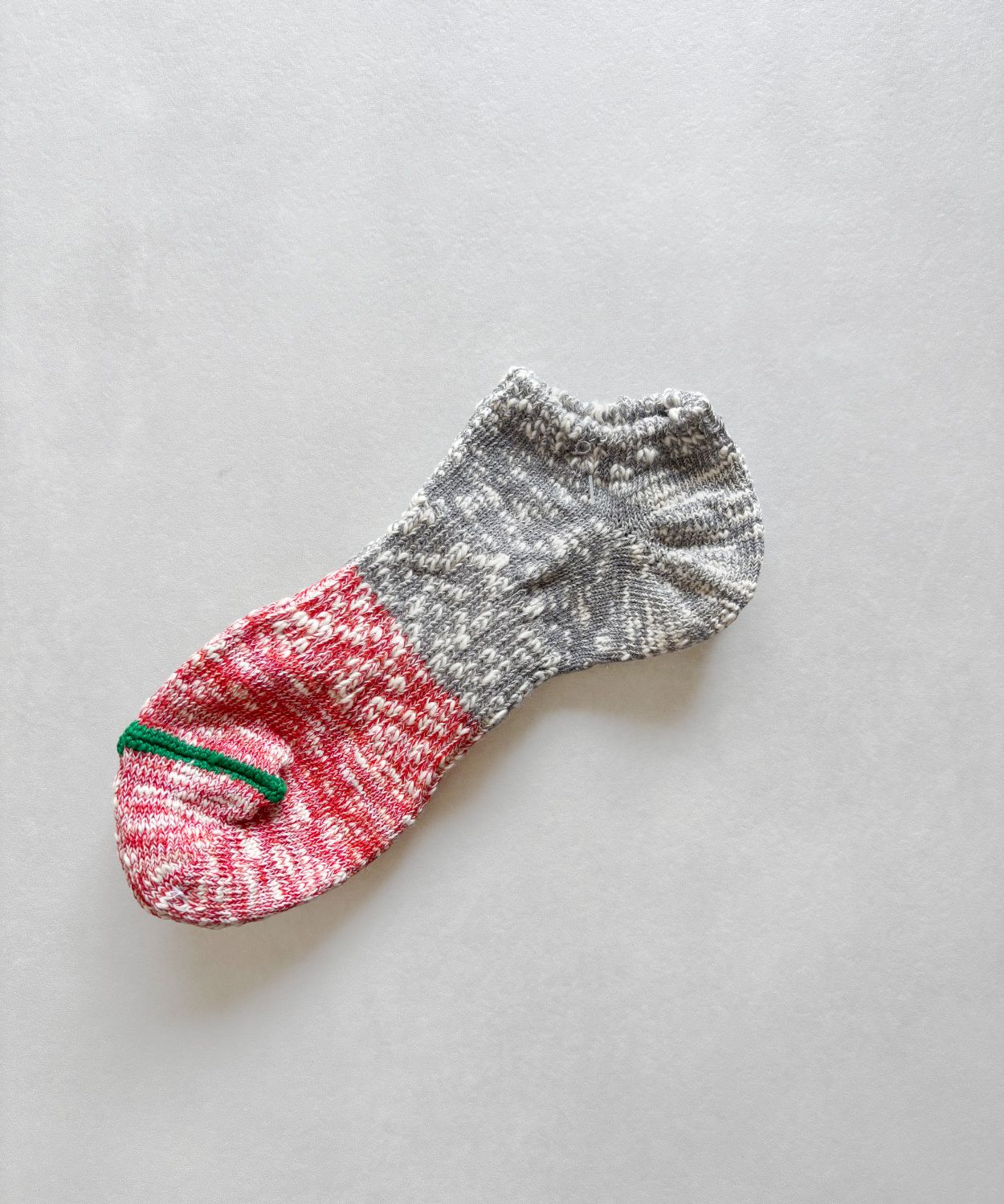 TM62S-229【ハーフ切り替えの短い丈の麻の靴下 】