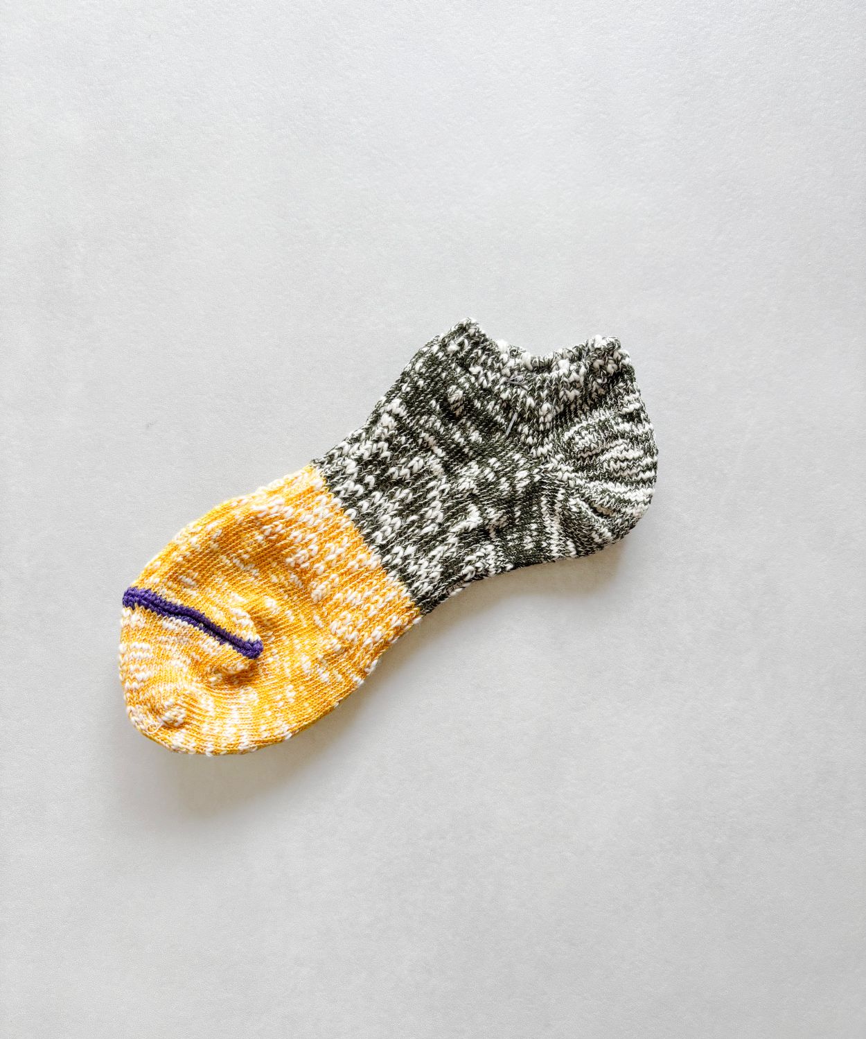 TM62S-229【ハーフ切り替えの短い丈の麻の靴下 】