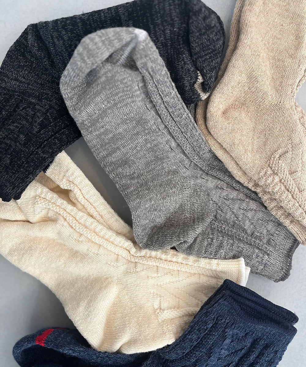 TM42W-202【 Back Side Pile Knit Cable Hemp Socks 】