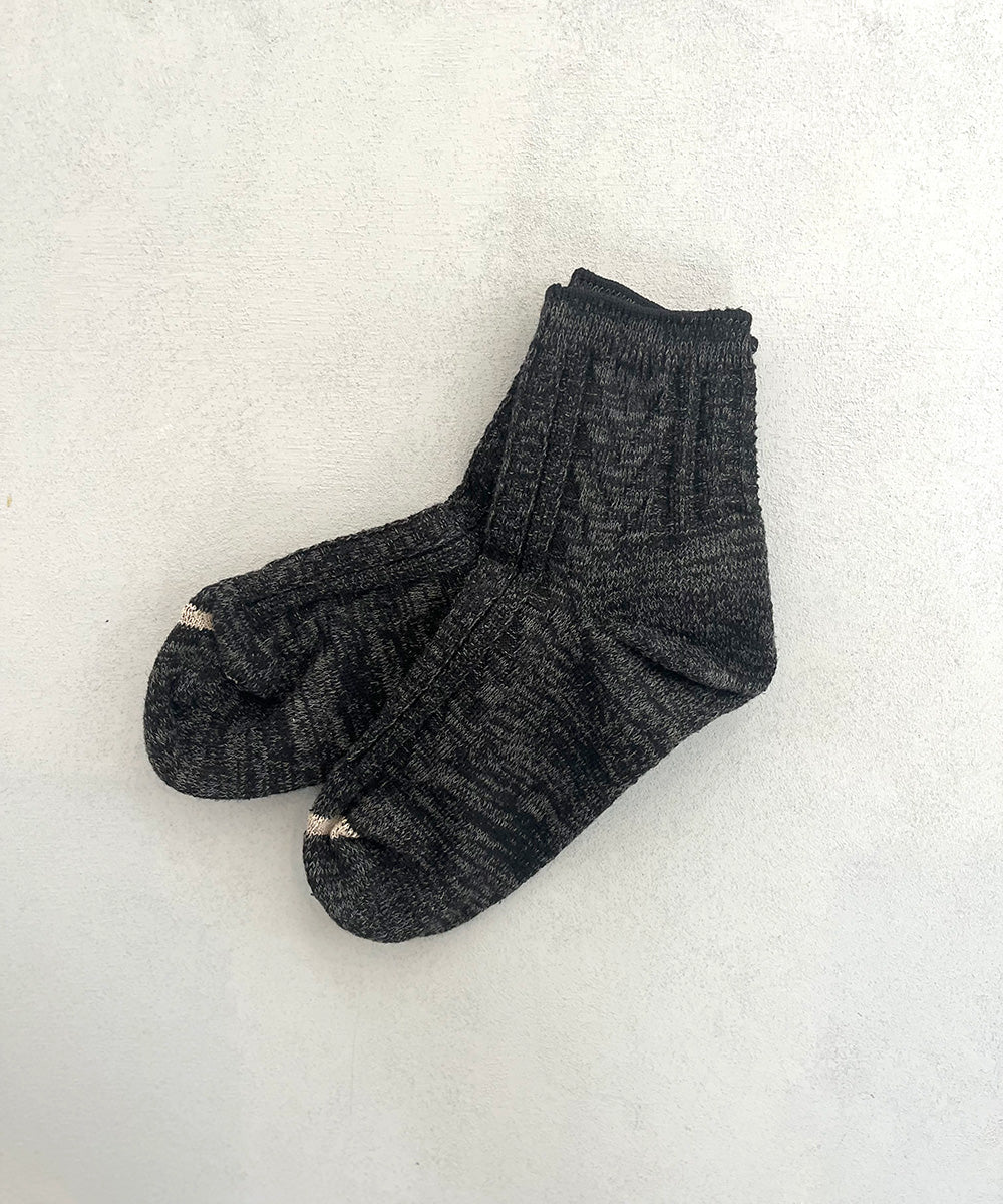 TM42W-202【 Back Side Pile Knit Cable Hemp Socks 】