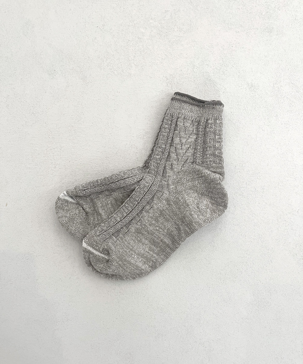 TM42W-202【 Back Side Pile Knit Cable Hemp Socks 】