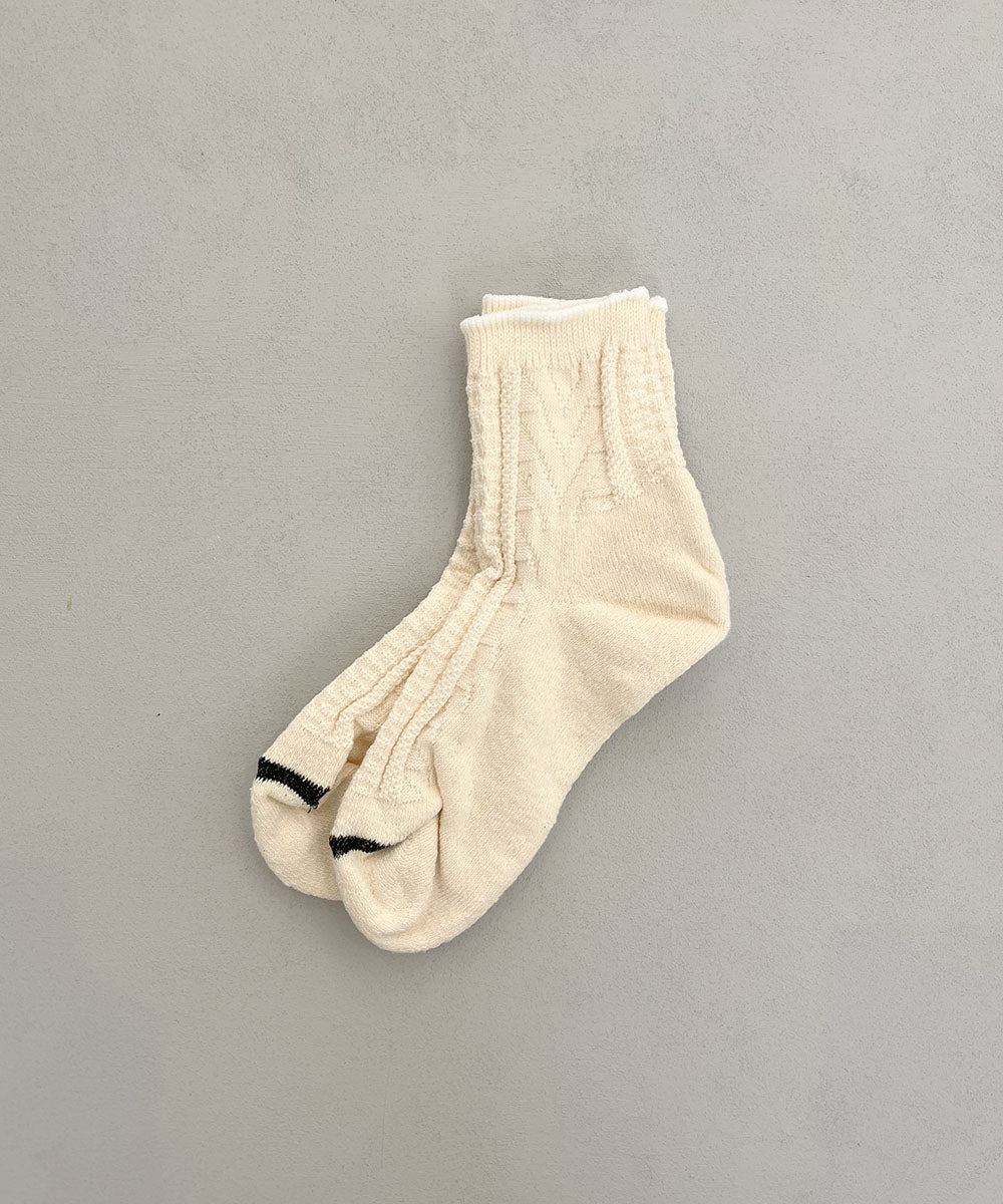 TM42W-202【 Back Side Pile Knit Cable Hemp Socks 】