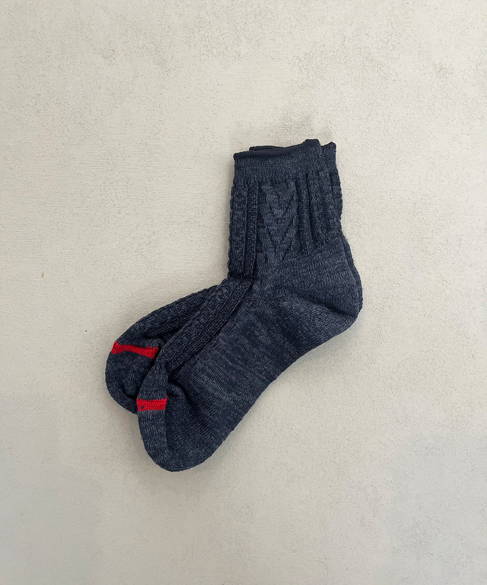 TM42W-202【 Back Side Pile Knit Cable Hemp Socks 】